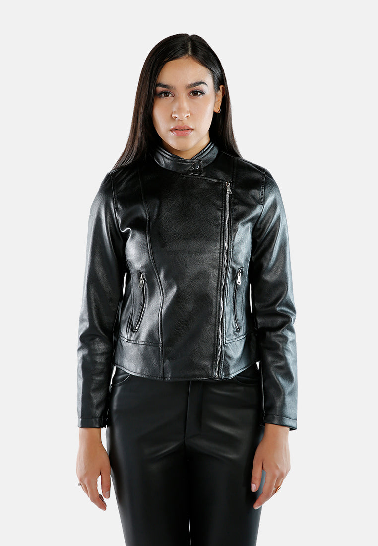 Faux Leather Biker Jacket from London Rag International