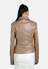Faux Leather Collared Jacket from London Rag International