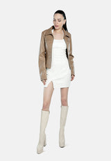 Faux Leather Collared Jacket from London Rag International