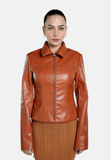 Faux Leather Collared Jacket from London Rag International
