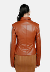 Faux Leather Collared Jacket from London Rag International