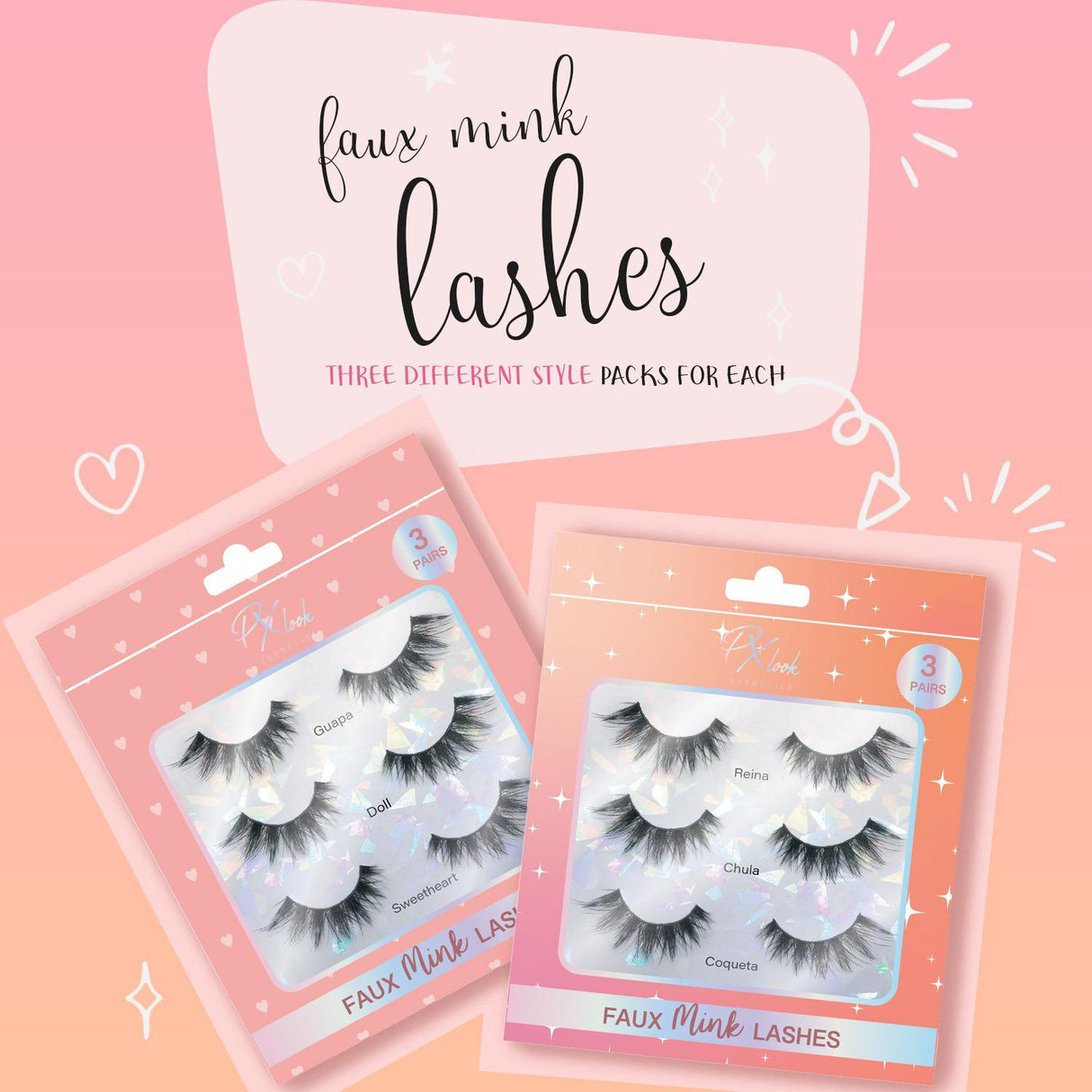 3 Pair Faux Mink Lashes Set from Prolux Cosmetics