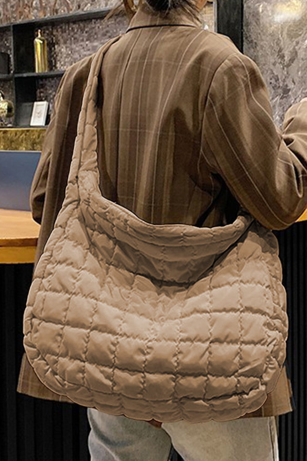 Kylie Quilted Zipper Tote Bag From Threaded Pear
