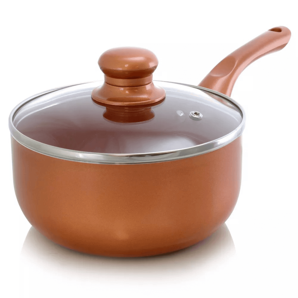 Better Chef 2Qt Ceramic-Coated Copper-Tone Saucepan with Glass Lid from Jupiter Gear Home