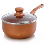 Better Chef 2Qt Ceramic-Coated Copper-Tone Saucepan with Glass Lid from Jupiter Gear Home
