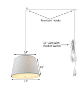 Light Swag Plug-In Pendant 10"W 2  Light Textured Oatmeal with Diffuser White Cord From LampsUSA