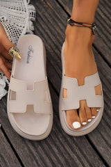 Henley Cutout Design Open Toe Platform Slippers from Threaded Pear