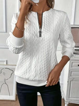 Texture Half Zip Long Sleeve Sweatshirt from Enfance-Heureuse