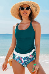 Everlee Stripe Drawstring Tummy Control Tankini Swimsuit from Threaded Pear