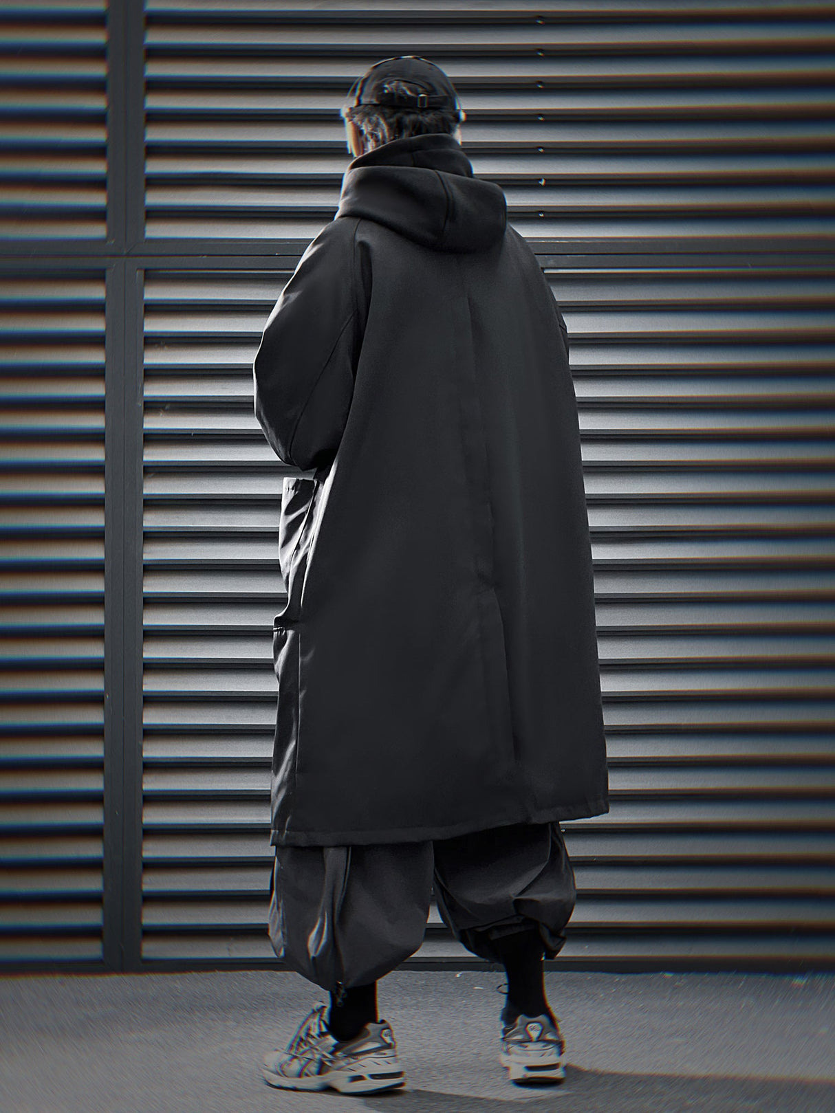 J36 Black Urban Trench Coat with Hoodie from Niepce Inc