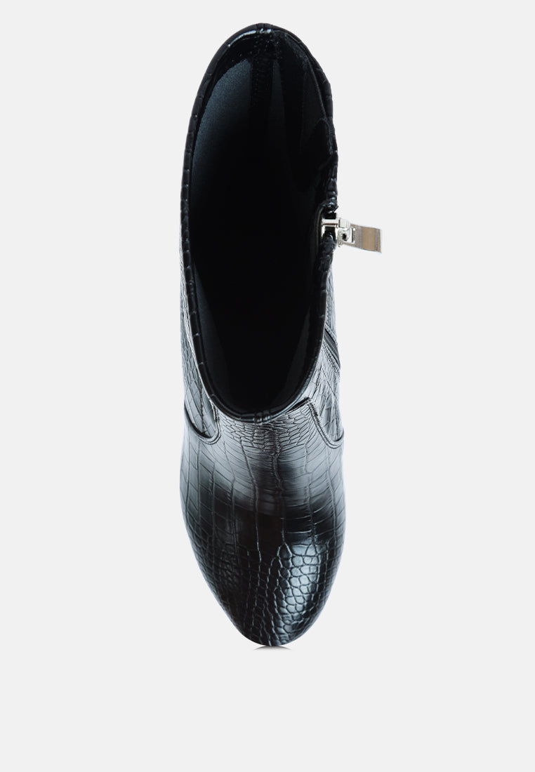Feral High Heeled Croc Pattern Ankle Boot from London Rag International