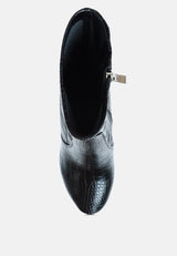 Feral High Heeled Croc Pattern Ankle Boot from London Rag International