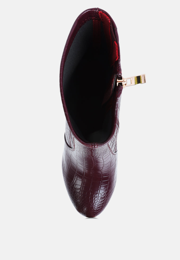 Feral High Heeled Croc Pattern Ankle Boot from London Rag International