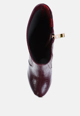 Feral High Heeled Croc Pattern Ankle Boot from London Rag International