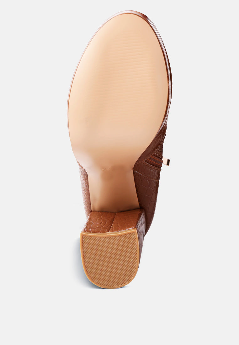 Feral High Heeled Croc Pattern Ankle Boot from London Rag International
