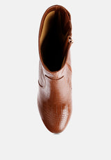 Feral High Heeled Croc Pattern Ankle Boot from London Rag International