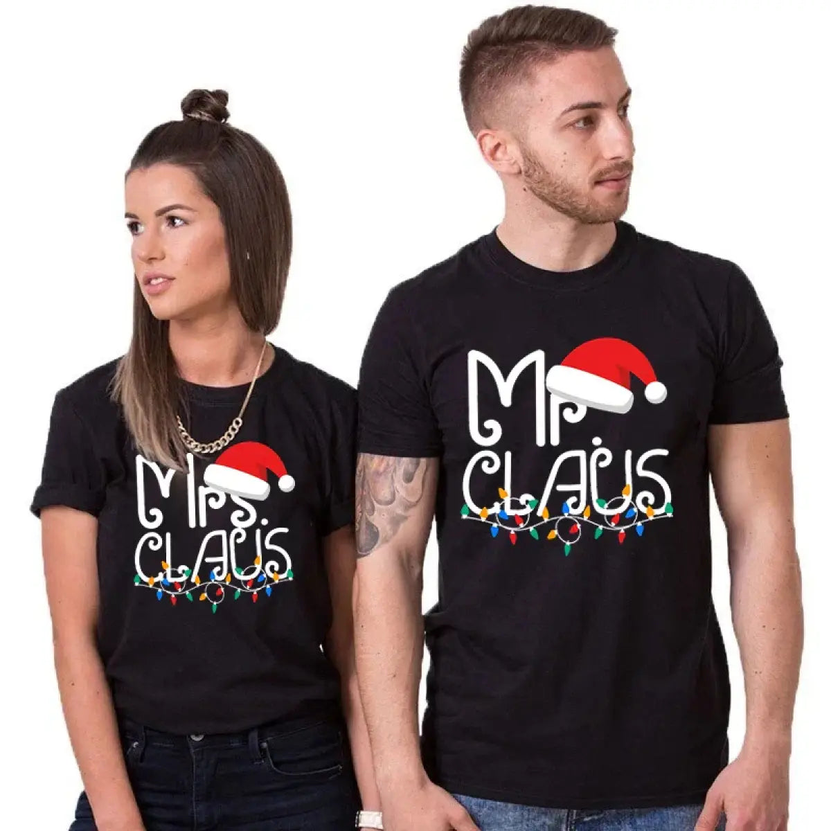 Mr. Claus Christmas T-Shirt - Festive Holiday Lights Graphic Tee From Kawaii Stop