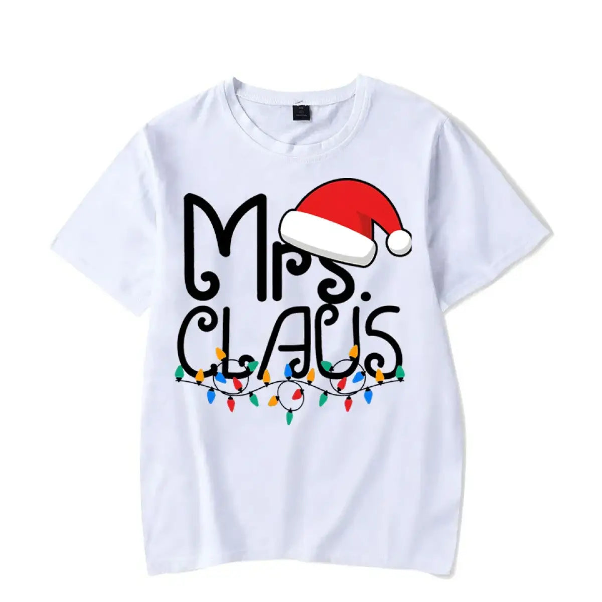 Mrs. Claus Christmas T-Shirt - Festive Holiday Lights Graphic Tee From Kawaii Stop