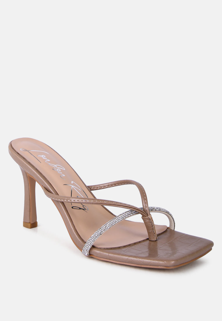 Fetish Croc Rhinestone Strap Sandals from London Rag International