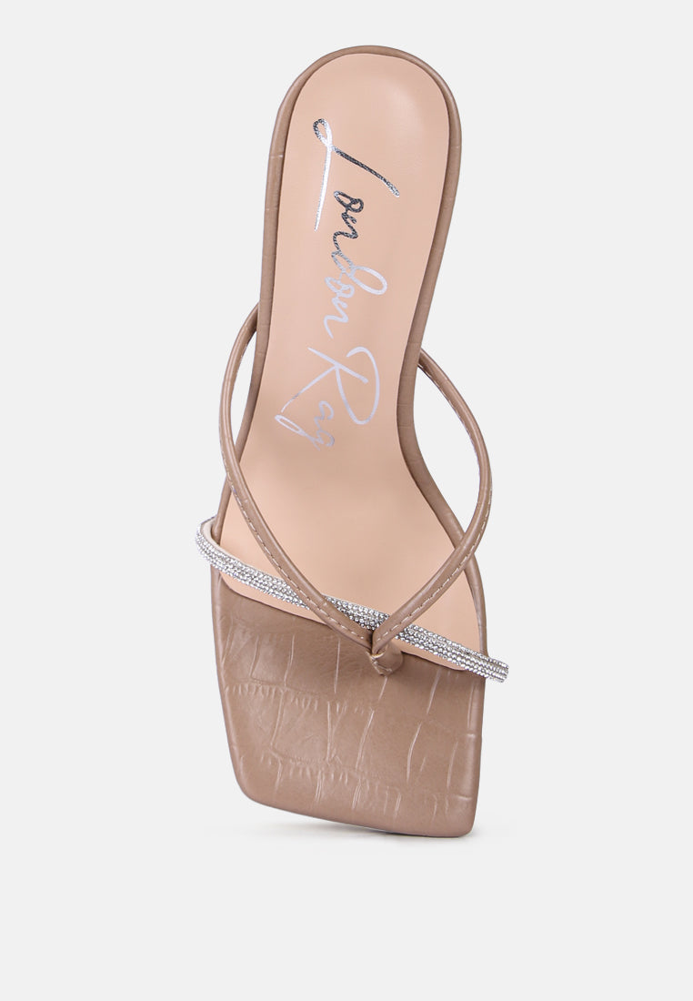 Fetish Croc Rhinestone Strap Sandals from London Rag International