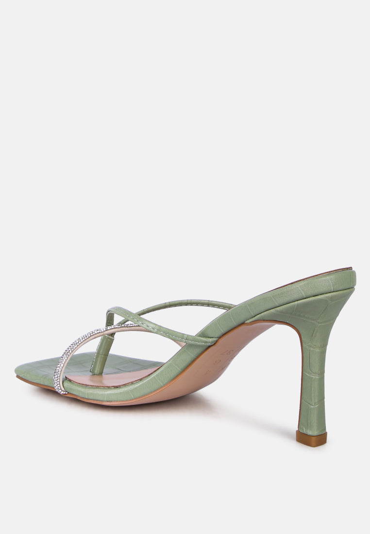 Fetish Croc Rhinestone Strap Sandals from London Rag International