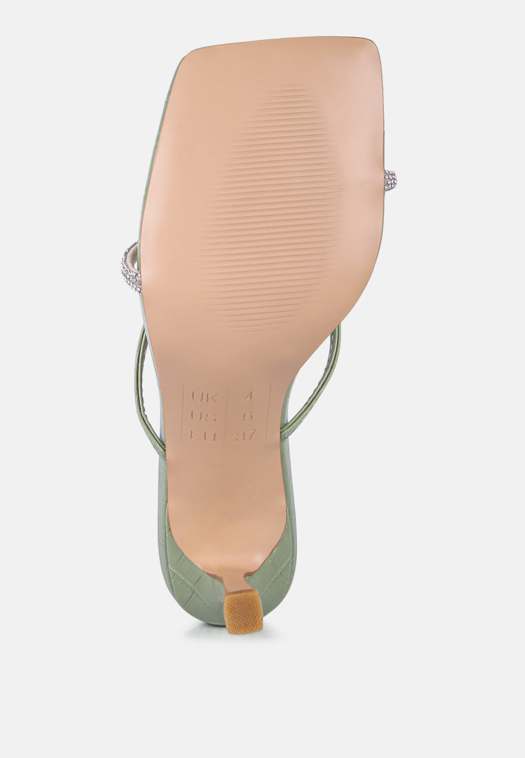 Fetish Croc Rhinestone Strap Sandals from London Rag International