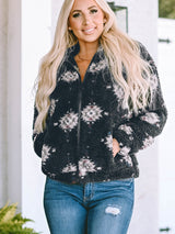 Black and White Aztec Sherpa Jacket from MsDressly