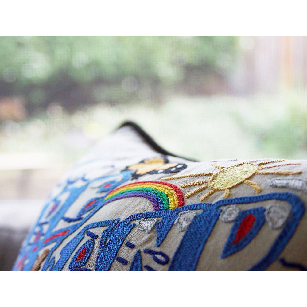 Fire Island Hand-Embroidered Pillow from Quirks!