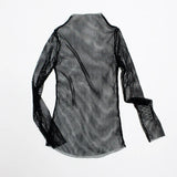 Fishnet Mesh See-through Black Shirt - Sexy Long Sleeve Tee From Kawaii Stop