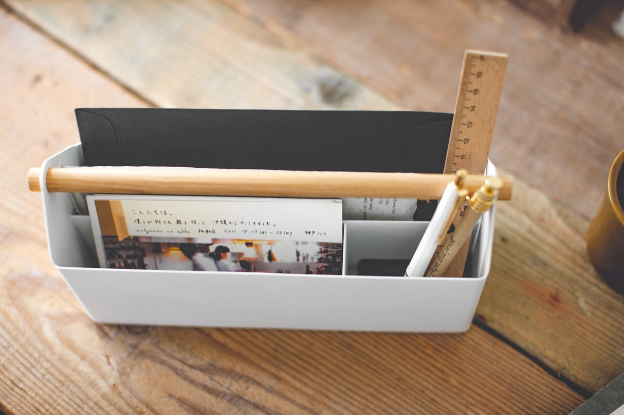 Pen + Desk Organizer - Two Sizes - Steel + Wood from Yamazaki Home