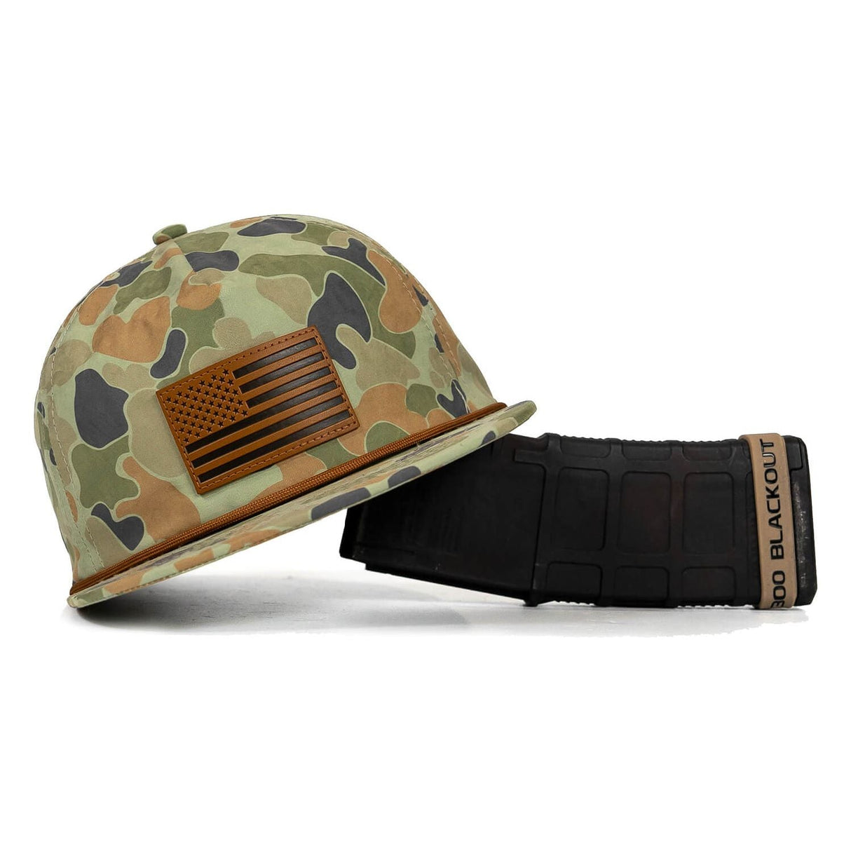 American Flag Leather Patch Crushable Rope Snapback Hat from Combat Iron Apparel