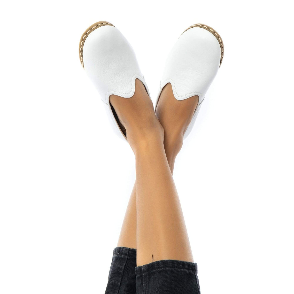 Women's White Slip On Shoes from Atlantis Handmade Shoes