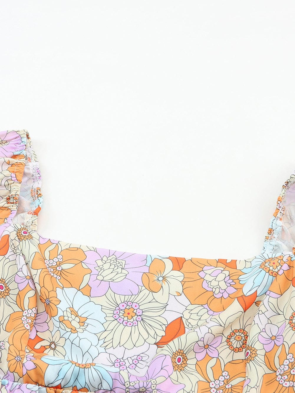 70s Retro Floral Print Puff Sleeve Blouse from MsDressly