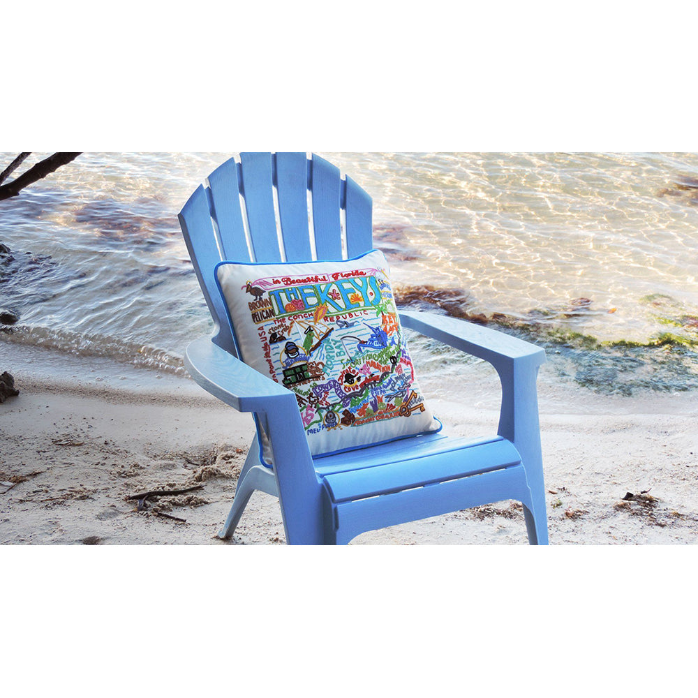The Keys Florida Hand-Embroidered Pillow from Quirks!