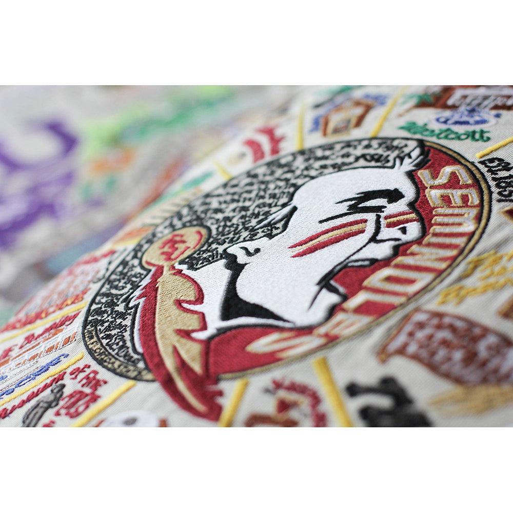 Florida State University (FSU) Collegiate Hand-Embroidered Pillow from Quirks!