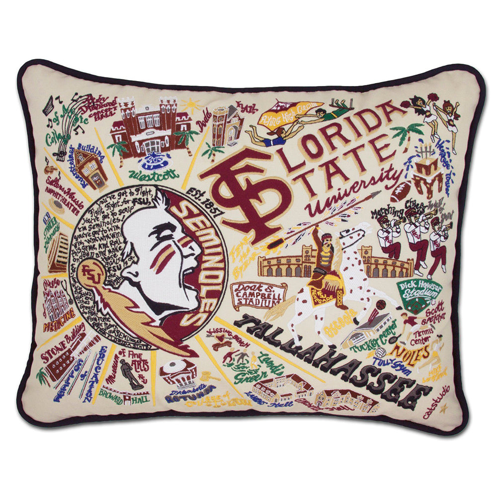 Florida State University (FSU) Collegiate Hand-Embroidered Pillow from Quirks!