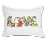 Flower Power Love Letters Hand-Embroidered Pillow - Available in Bright or Pastel by CatStudio from Quirks!