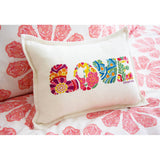 Flower Power Love Letters Hand-Embroidered Pillow - Available in Bright or Pastel by CatStudio from Quirks!