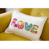 Flower Power Love Letters Hand-Embroidered Pillow - Available in Bright or Pastel by CatStudio from Quirks!