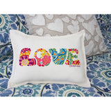 Flower Power Love Letters Hand-Embroidered Pillow - Available in Bright or Pastel by CatStudio from Quirks!