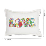 Flower Power Love Letters Hand-Embroidered Pillow - Available in Bright or Pastel by CatStudio from Quirks!