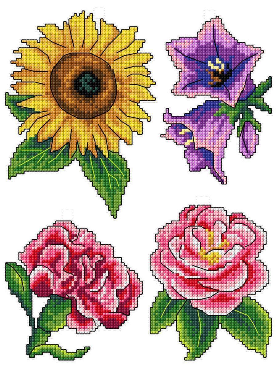 Flowers 124CS Counted Cross-Stitch Kit From Wizardi
