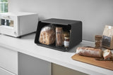 Bread Box with Cutting Board Lid - Steel + Wood from Yamazaki Home