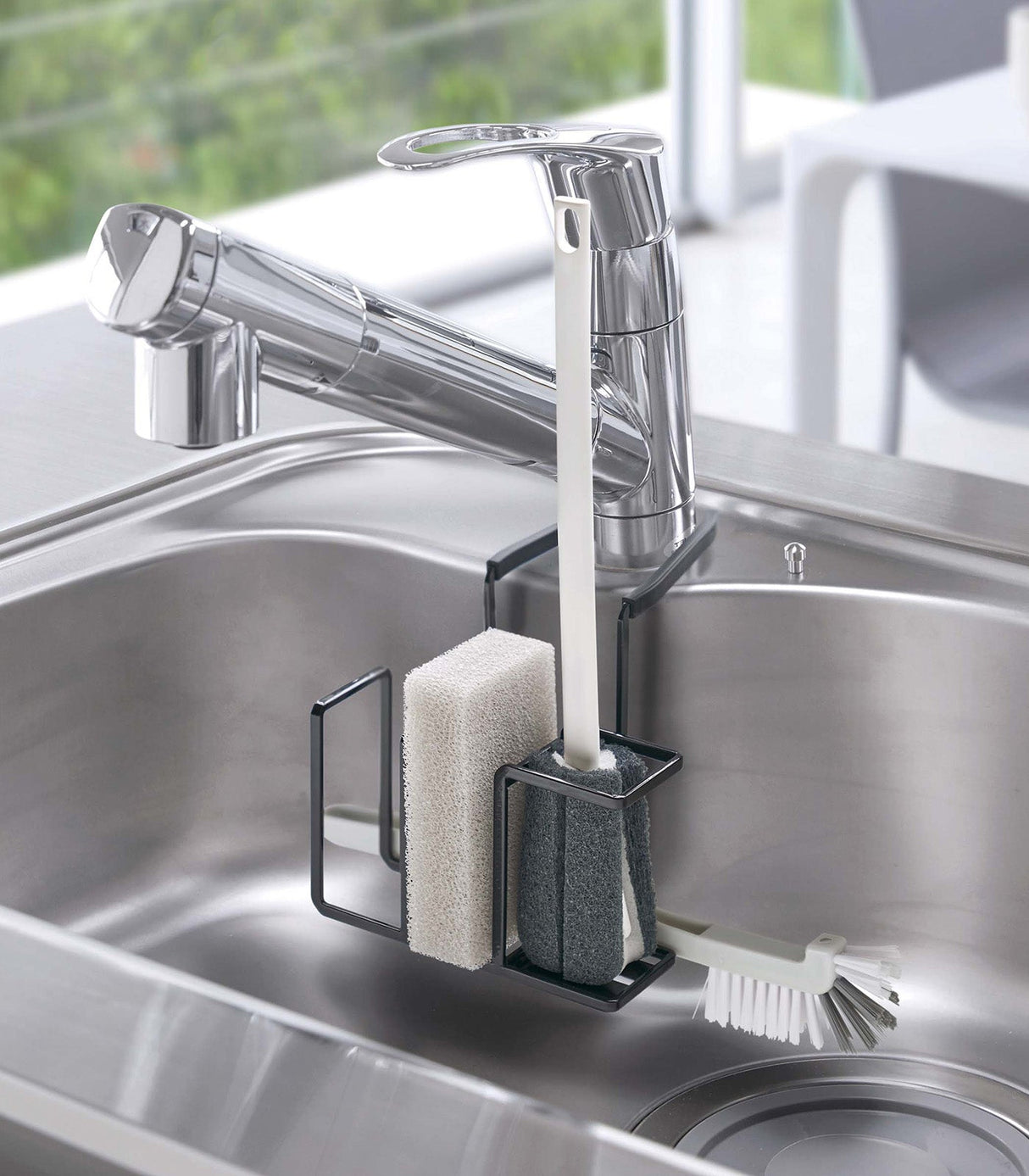 Faucet-Hanging Sponge & Brush Holder - Steel from Yamazaki Home