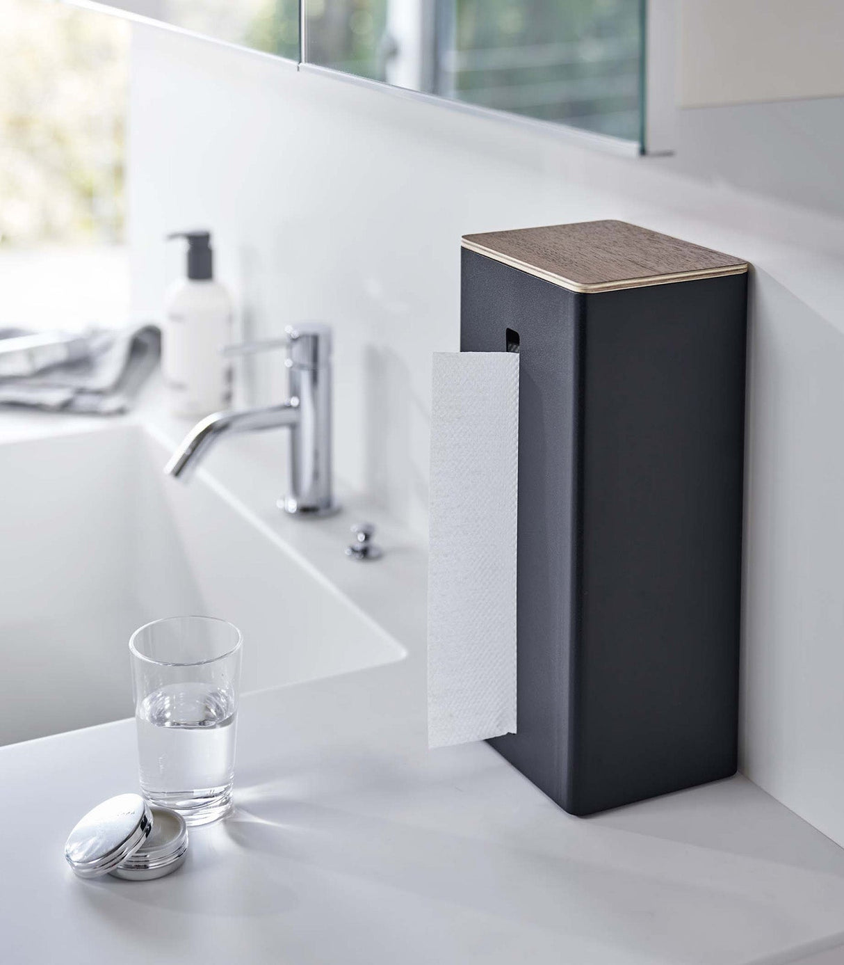 Two-Sided Tissue Case - Steel + Wood from Yamazaki Home