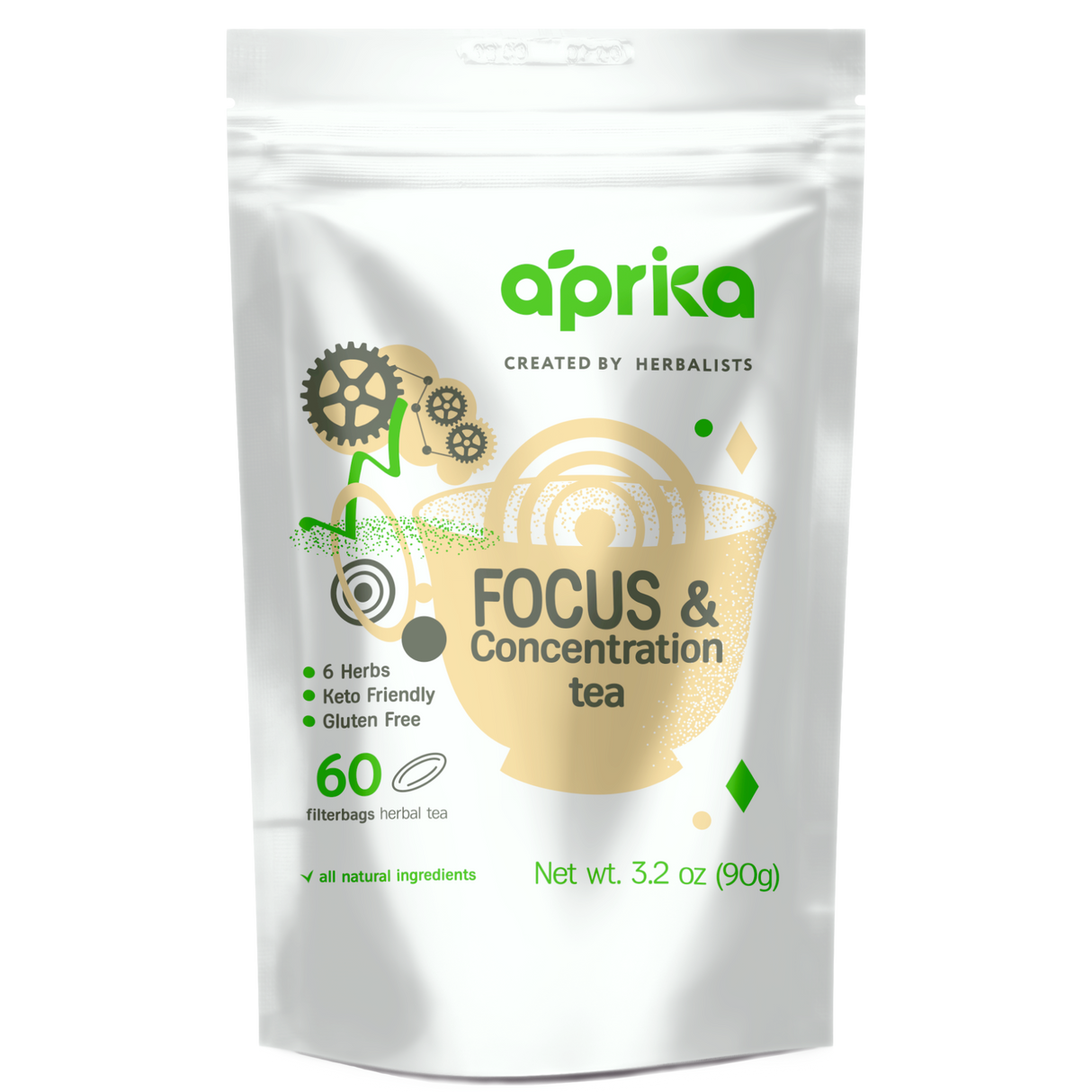 Focus & Concentration Herbal Tea, 60 Bags from Aprika Life