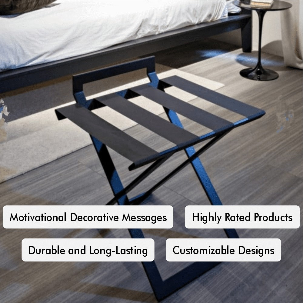 Foldable Luxury Luggage Rack with Genunie Leather Straps For Guest Room from VITAHOME DESIGN LLC