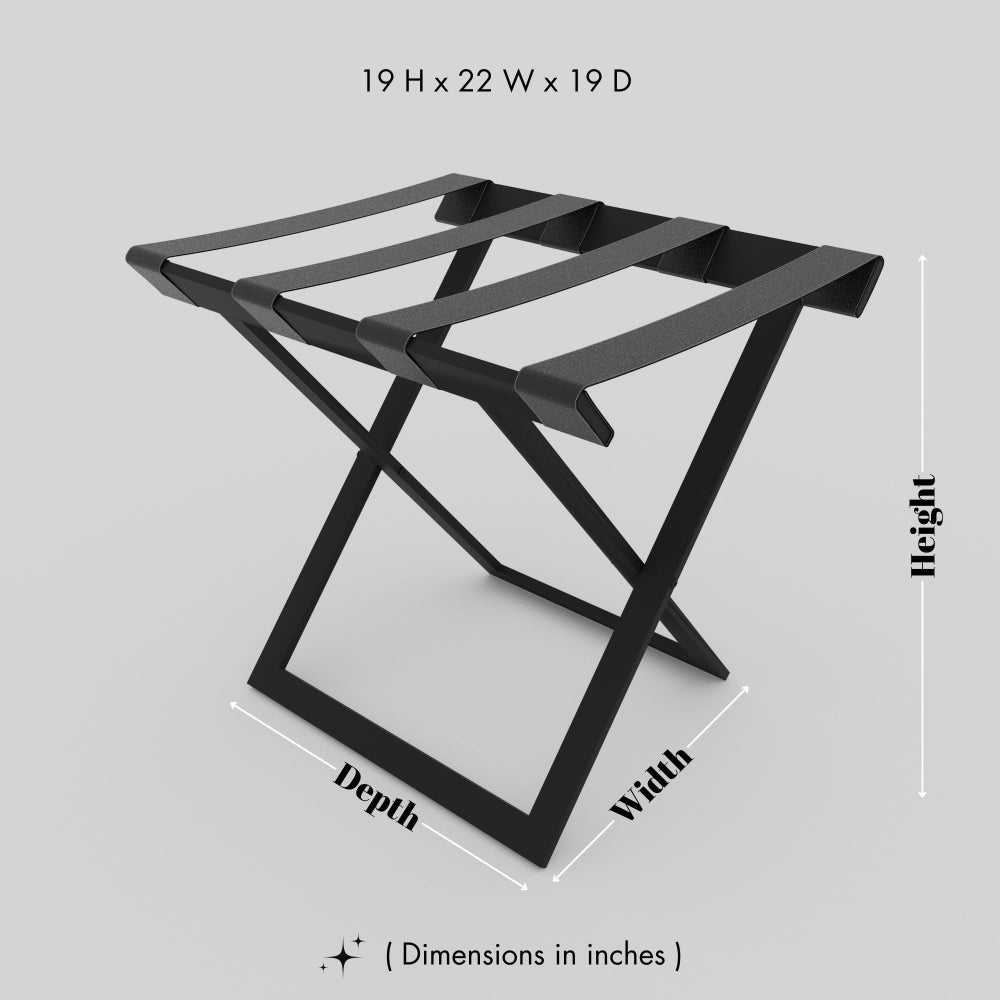 Foldable Metal Luggage Rack with Genuie Leather from VITAHOME DESIGN LLC