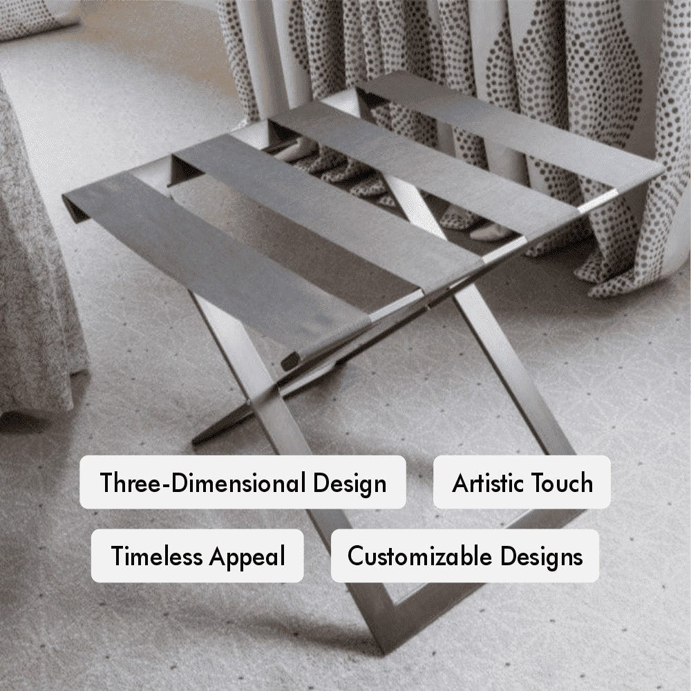 Bighorn-Foldable Metal Luggage Rack with Genuie Leather from VITAHOME DESIGN LLC