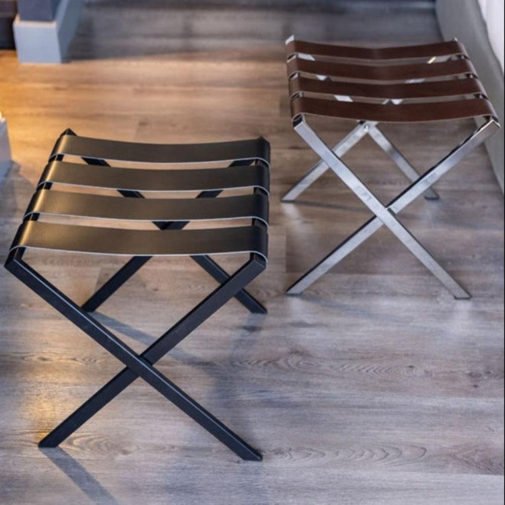 Chugach-Foldable Metal Luggage Rack with Genuie Leather from VITAHOME DESIGN LLC